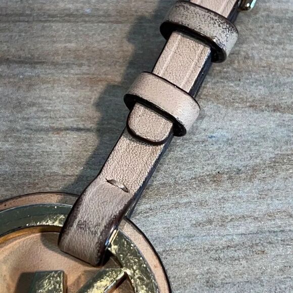 MK Michael Kors large gold tone keychain purse bag charm tan leather heritage - Picture 3 of 9